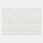 Blush Pink Grey Glitzy Silver XOXO Inpakpapier Vel (Voorkant 2)