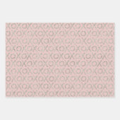 Blush Pink Grey Glitzy Silver XOXO Inpakpapier Vel (Voorkant)