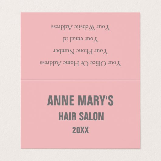 Blush Pink Grey Hair Salon Spa Girly Modern Trendy Visitekaartje (Buitenkant ongevouwen)