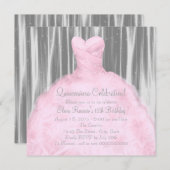 Blush Pink Grey Quinceañera Kaart (Voorkant / Achterkant)