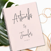 Blush Pink Grey Script Name Artwork Sketchbook Notitieboek