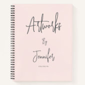 Blush Pink Grey Script Name Artwork Sketchbook Notitieboek (Voorkant)