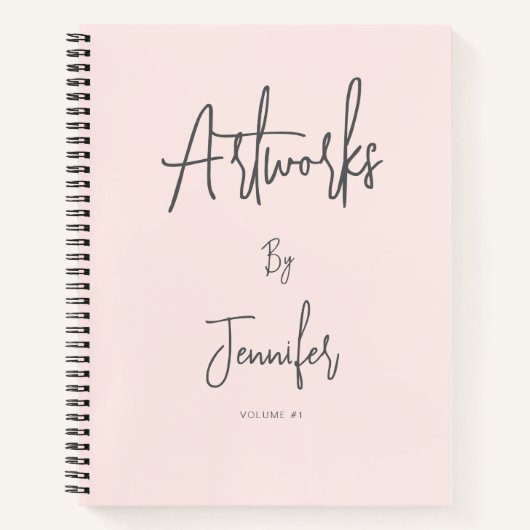 Blush Pink Grey Script Name Artwork Sketchbook Notitieboek (Voorkant)