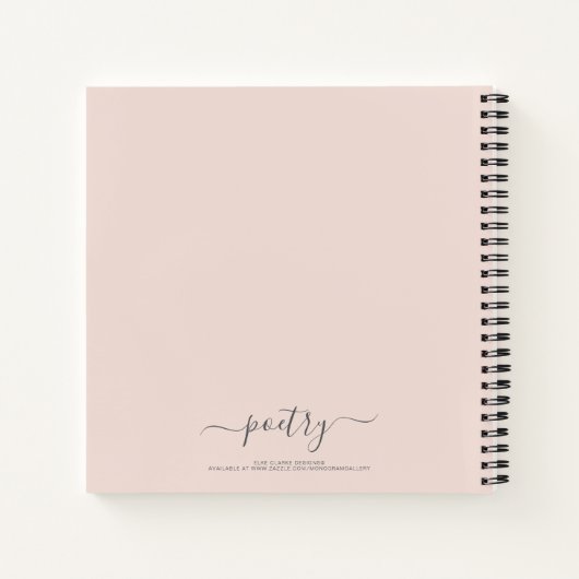 Blush Pink Grey Script Your Name Poetry Notitieboek (Achterkant)