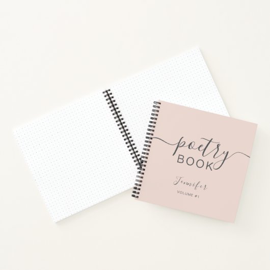 Blush Pink Grey Script Your Name Poetry Notitieboek (Binnen)