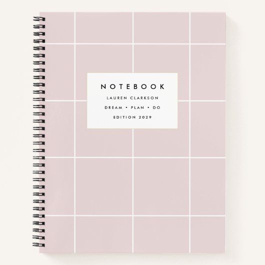 Blush Pink Grid Notitieboek (Voorkant)