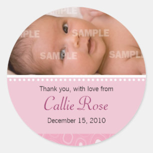 Blush Pink Gumdrop Baby Bericht Ronde Sticker