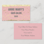 Blush Pink Hair Salon Gold Glitter Pattern Girly Visitekaartje (Voorkant / Achterkant)