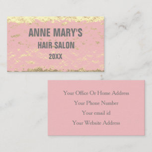 Blush Pink Hair Salon Gold Glitter Pattern Girly Visitekaartje