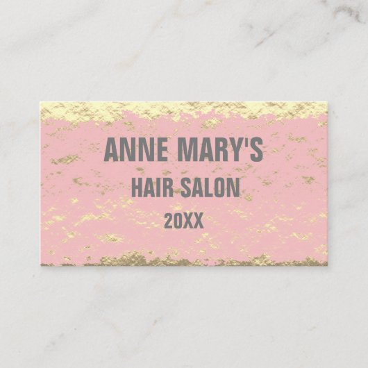 Blush Pink Hair Salon Gold Glitter Pattern Girly Visitekaartje (Voorkant)