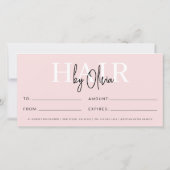 Blush Pink Hair Salon Logo Cadeaubonnen (Achterkant)