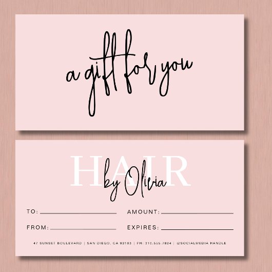 Blush Pink Hair Salon Logo Cadeaubonnen