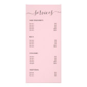 Blush Pink Hair Salon Makeup Artist Service Menu (Achterkant)