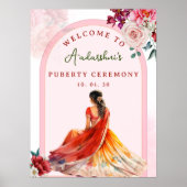Blush Pink Half sari welkom teken Puberteit ceremo Poster (Voorkant)