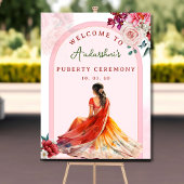 Blush Pink Half sari welkom teken Puberteit ceremo Poster