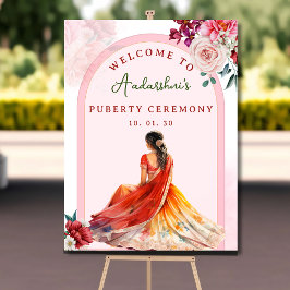 Blush Pink Half sari welkom teken Puberteit ceremo Poster