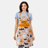 Blush Pink Halloween met geesten, pompoenen, vleer Schort (Gedragen)