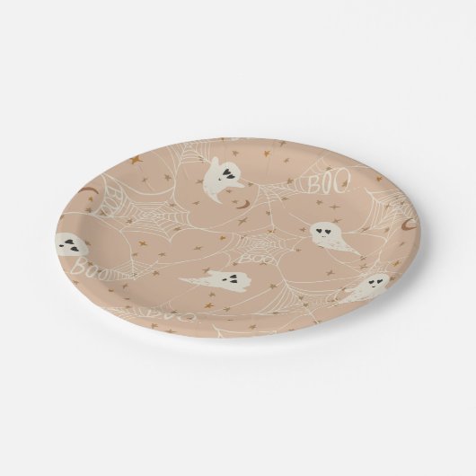 Blush Pink Halloween Party Decor Ghosts Papieren Bordje (Gekanteld)