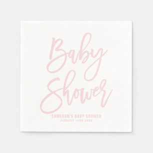 Blush Pink Hand geletterd Baby shower Papier serve Servet