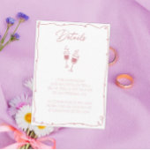 Blush Pink Hand getrokken bruid en bruidegom Detai Informatiekaartje
