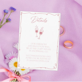 Blush Pink Hand getrokken bruid en bruidegom Detai Informatiekaartje