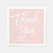 Blush Pink Hand Lettered Script Bedankt Servet (Voorkant)