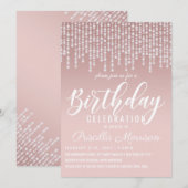 Blush Pink Hanging Diamond Lights Verjaardag Kaart (Voorkant / Achterkant)