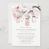 Blush Pink Hanging Mason Jars Wedding Kaart (Voorkant)
