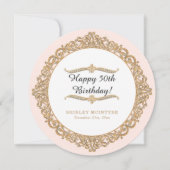 Blush Pink Happy 50th Birthday Gold Jewel Glam Kaart (Voorkant)