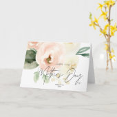 Blush Pink Happy First Moederdag Keepsake Kaart (Gele Bloem)