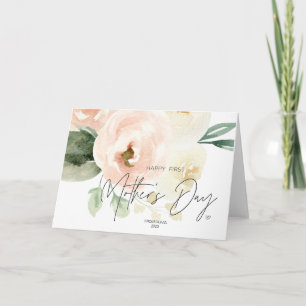 Blush Pink Happy First Moederdag Keepsake Kaart