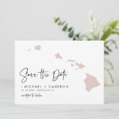 Blush Pink Hawaii Map Modern minimalistisch script Save The Date (Staand voorkant)