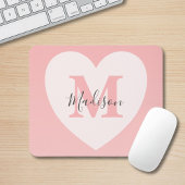 Blush Pink Heart Aangepaste Monogram Naam Muismat