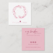 BLUSH PINK HEART CIRCLE KETTING BRACELET DISPLAY VIERKANTE VISITEKAARTJE (Voorkant / Achterkant)