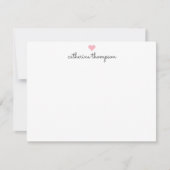 Blush Pink Heart Feminine Script Girly Chic Stripe Notitiekaartje (Voorkant)