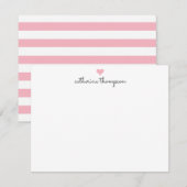 Blush Pink Heart Feminine Script Girly Chic Stripe Notitiekaartje (Voorkant / Achterkant)
