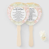 Blush Pink Heart Leaf Tree Weddenprogramma Handwaaier (Voorkant en achterkant)