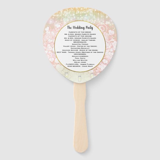 Blush Pink Heart Leaf Tree Weddenprogramma Handwaaier (Achterkant)