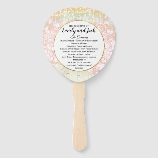 Blush Pink Heart Leaf Tree Weddenprogramma Handwaaier (Voorkant)