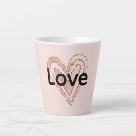 Blush Pink Heart Love Latte Mok (Voorkant)