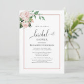 Blush Pink Heart Script Floral Vrijgezellenfeest Kaart (Staand voorkant)