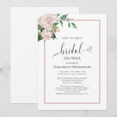 Blush Pink Heart Script Floral Vrijgezellenfeest Kaart (Voorkant / Achterkant)