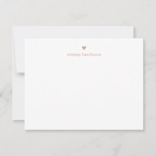 Blush Pink Heart Stationery Eenvoudige Minimalisti Notitiekaartje