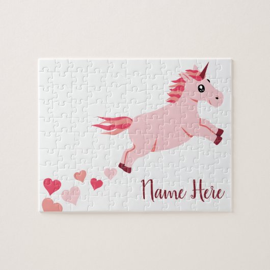 Blush Pink Heart Unicorn Legpuzzel (Horizontaal)