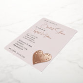 Blush Pink Heart Vrijgezellenfeest Folie Uitnodiging (Gedraaid)