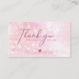 BLUSH PINK HEART WATERVERF DANK U VISITEKAARTJE