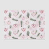 Blush Pink Hearts Christmas Pine Cones Tissuepapier (Voorkant)