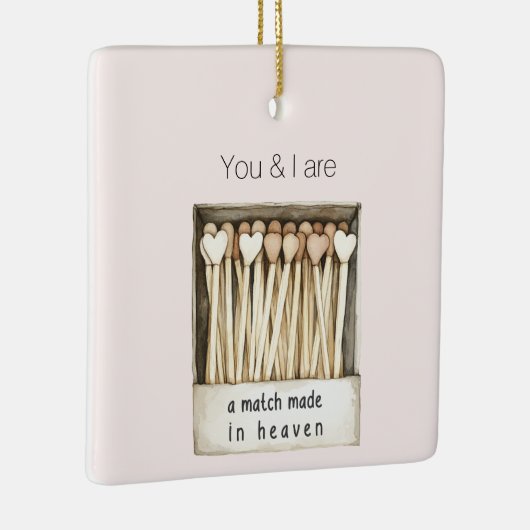 Blush pink Hearts Match Made in Heaven Christmas Keramisch Ornament (Rechts)
