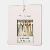 Blush pink Hearts Match Made in Heaven Christmas Keramisch Ornament (Links)