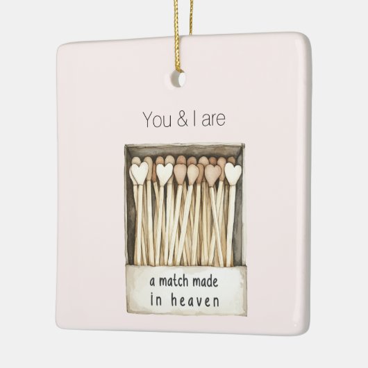 Blush pink Hearts Match Made in Heaven Christmas Keramisch Ornament (Links)